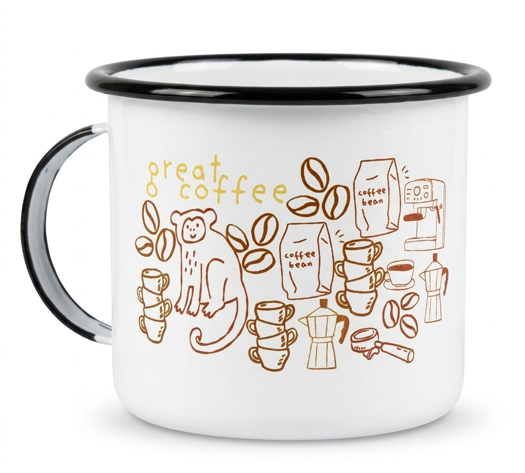 Caneca Esmaltada Marrom Little Bean 370ml